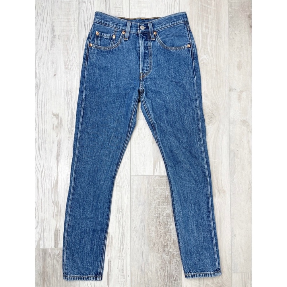 Levis Premium 501 Skinny Jeans Button Fly Blue